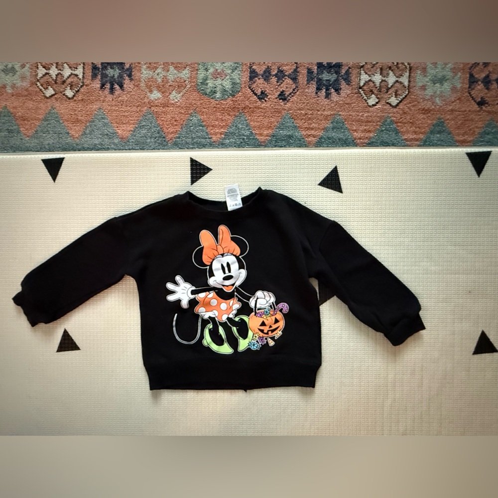 Disney|Baby girl Minnie Mouse Black Halloween Sweatshirt•••orange polka dot,3T - Picture 2 of 9
